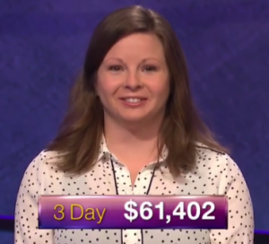 Betsy Knudson, winner of the September 21, 2017 episode of Jeopardy!