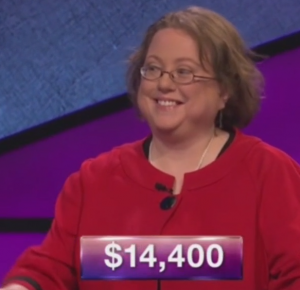 Laura Kelsay, winner on Jeopardy! on September 11, 2017.