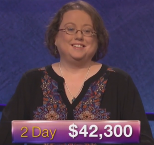 Laura Kelsay, winner of the September 12, 2017 episode of Jeopardy!