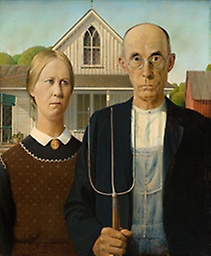 "American Gothic", the most famous painting of Grant Wood, subject of Final Jeopardy! on October 2, 2017.