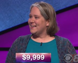 Joanna Kimmitt, tonight's Jeopardy! winner (for the October 18, 2017 episode.)
