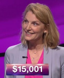 Nan Bauer, tonight's Jeopardy! winner (for the October 23, 2017 episode.)