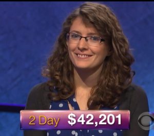 Rachel Lindgren, today's Jeopardy! winner (for the January 22, 2018 episode.)