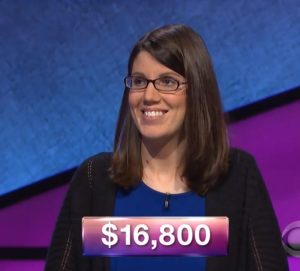 Lisa Mueller, today's Jeopardy! winner (for the March 19, 2018 episode.)