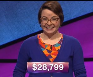 Kate Jovin, today's Jeopardy! winner (for the April 23, 2018 episode.)