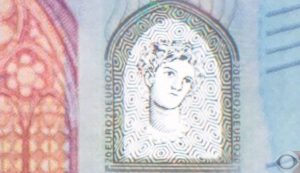A 20-euro note, as displayed during Final Jeopardy! on May 31, 2018.
