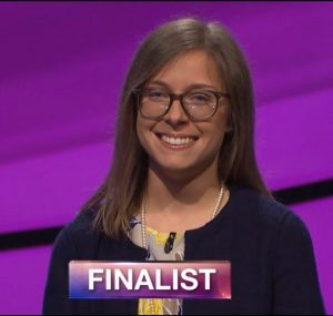 Claire Bishop, today's Jeopardy! winner (for the May 15, 2018 episode.)