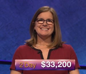 Deirdre Thomas, today's Jeopardy! winner (for the June 18, 2018 game.)