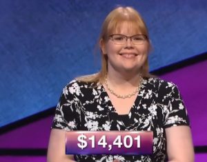 Marilyn Maher, today's Jeopardy! winner (for the July 5, 2018 episode.)