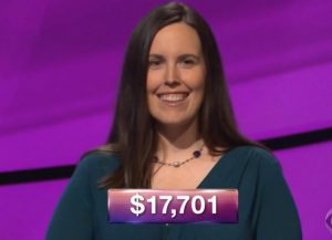 Emily Frey, today's Jeopardy! winner (for the October 30, 2018 game.)