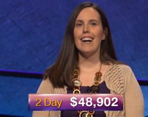 Emily Frey, today's Jeopardy! winner (for the October 31, 2018 game.)