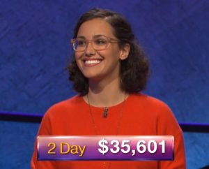 Adriana Ciccone, today's Jeopardy! winner (for the November 29, 2018 game.)