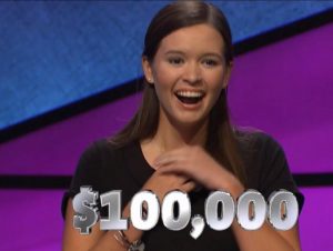Claire Sattler, today's Jeopardy! winner (for the November 20, 2018 game.)