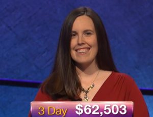 Emily Frey, today's Jeopardy! winner (for the November 1, 2018 episode.)