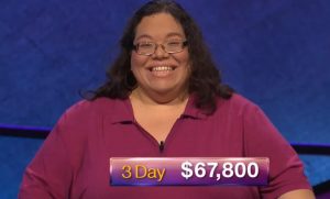 Mary Ann Borer, today's Jeopardy! winner (for the November 21, 2018 game.)