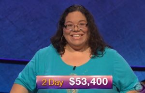 Mary Ann Borer, today's Jeopardy! winner (for the November 6, 2018 game.)