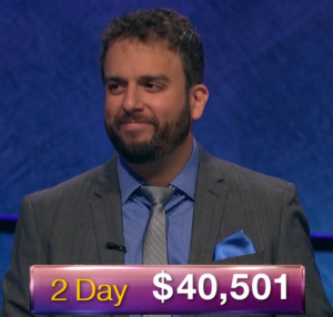 Jonathan Dinerstein, today's Jeopardy! winner (for the January 2, 2019 game.)