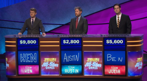 Today's Jeopardy! results (for the February 25, 2019 game.)