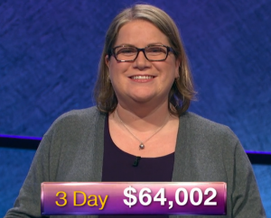 Dana Wayne, today's Jeopardy! winner (for the March 7, 2019 game.)