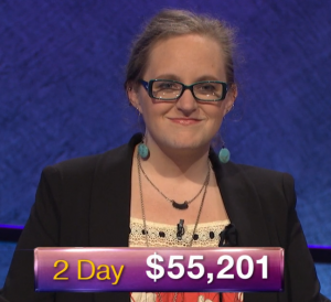 Lindsey Shultz, today's Jeopardy! winner (for the March 15, 2019 game.)