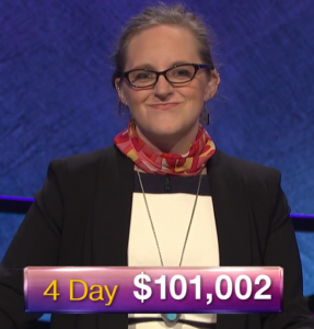 Lindsey Shultz, today's Jeopardy! winner (for the March 19, 2019 game.)