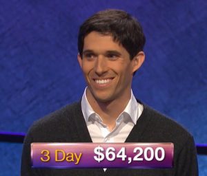 Steven Grade, today's Jeopardy! winner (for the March 29, 2019 game.)