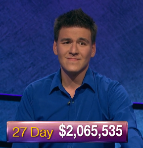 James Holzhauer, today's Jeopardy! winner (for the May 24, 2019 game.)