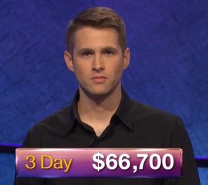 E.J. Wolborsky, today's Jeopardy! winner (for the June 14, 2019 game.)