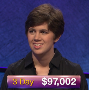 Emma Boettcher, today's Jeopardy! winner (for the June 5, 2019 game.)