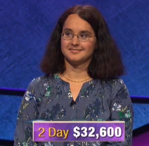 Jessica Garsed, today's Jeopardy! winner (for the October 8, 2019 game.)