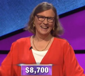 Susan White, today's Jeopardy! winner (for the October 11, 2019 game.)