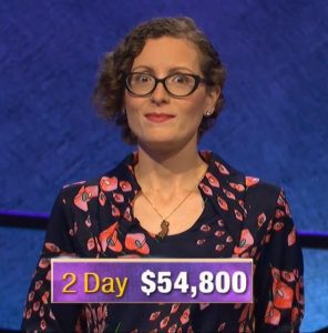 Elise Nussbaum, today's Jeopardy! winner (for the November 21, 2019 game.)