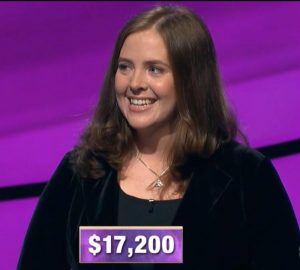 Karen Farrell, today's Jeopardy! winner (for the December 26, 2019 game.)