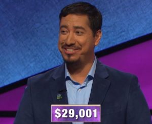 John Cuevas, today's Jeopardy! winner (for the January 22, 2020 game.)