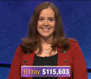 Karen Farrell, today's Jeopardy! winner (for the January 2, 2020 game.)