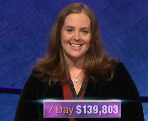 Karen Farrell, today's Jeopardy! winner (for the January 3, 2020 game.)