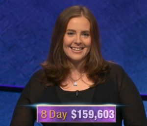 Karen Farrell, today's Jeopardy! winner (for the January 6, 2020 game.)