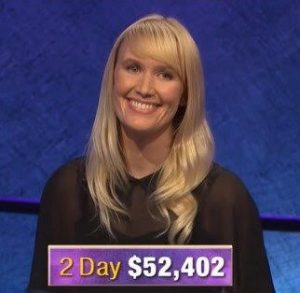 Sarah Frontiera, today's Jeopardy! winner (for the January 28, 2020 game.)