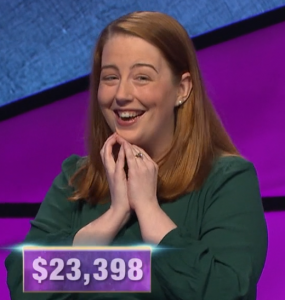 Jessica Babbitt, today's Jeopardy! winner (for the March 11, 2020 game.)