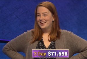 Jessica Babbitt, today's Jeopardy! winner (for the March 13, 2020 game.)