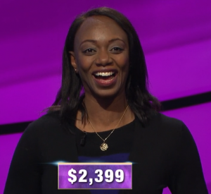 Khalilah Walters, today's Jeopardy! winner (for the March 27, 2020 game.)