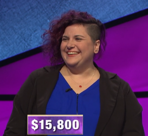 Michonne Omo, today's Jeopardy! winner (for March 19, 2020.)