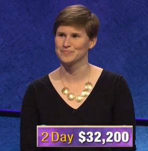 Felicity Flesher, today's Jeopardy! winner (for the April 3, 2020 game.)