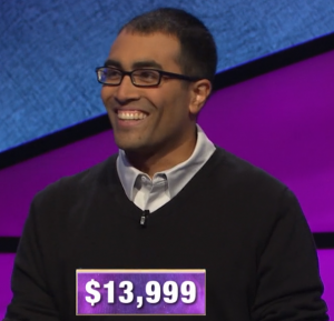 Hemant Mehta, today's Jeopardy! winner (for the April 1, 2020 game.)