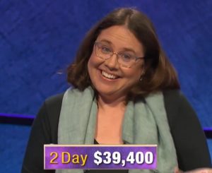 Sarah Jett Rayburn, today's Jeopardy! winner (for the April 27, 2020 game.)
