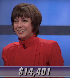 Nancy Zerg, today's Jeopardy! winner (for the May 15, 2020 game.)