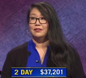 Carmela Chan, today's Jeopardy! winner (for the October 30, 2020 game.)
