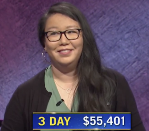 Carmela Chan, today's Jeopardy! winner (for the November 2, 2020 game.)