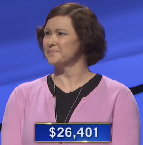 Kendra Blanchette, today's Jeopardy! winner (for the December 9, 2020 game.)