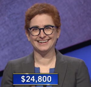 Jennifer Linde, today's Jeopardy! winner (for the January 15, 2021 game.)